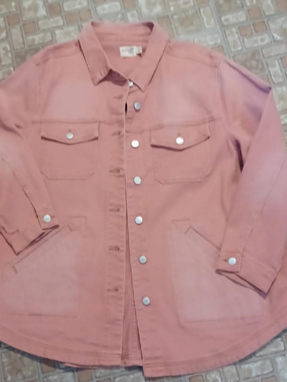 Terra & Sky Dusty Rose Button-Front Jean Jacket Size 2xlarge
